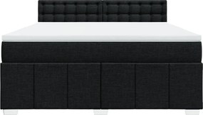 vidaXL Κρεβάτι Boxspring με Στρώμα Μαύρο 180x200 εκ. Υφασμάτινο