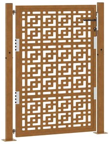 Πύλη κήπου 105x130 cm Σταυρός σχεδιασμού από διαβρωμένο χάλυβα - Καφέ