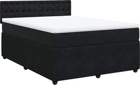vidaXL Κρεβάτι Boxspring με Στρώμα Μαύρο 160x200 εκ. Βελούδινο