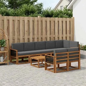vidaXL Σειρά Καναπέ Εξωτερικού 9 pcs Φυσικό και Ανθρακί Πολυεστέρας