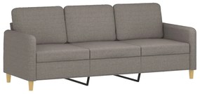vidaXL Καναπές Τριθέσιος Taupe 180 εκ. Υφασμάτινος
