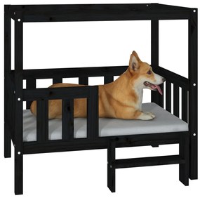 Κρεβάτι Σκύλου Μαύρο 95,5x73,5x90 εκ. από Μασίφ Ξύλο Πεύκου - Μαύρο