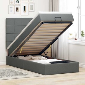 Οθωμανικό κρεβάτι με στρώμα σκούρο γκρι 90x190cm ύφασμα 3313120