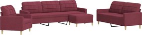 vidaXL Πολυθρόνες Σετ 4 Τεμαχίων Μπορντό από Ύφασμα με Υποπόδια