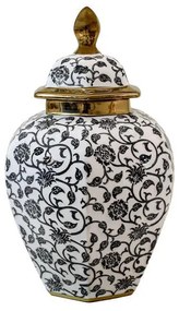Κεραμικό Βάζο FL22424 Fylliana Μαύρο - Λευκό - Χρυσό Φ21x32 εκ. 21x21x32 εκ.