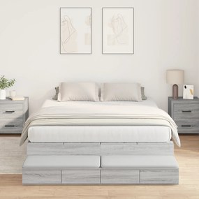 vidaXL Κρεβάτι Αποθήκης Γκρι Sonoma 160x200 εκ