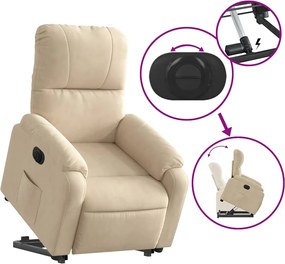 vidaXL Πολυθρόνα Ηλεκ. Ανακλινόμενη Ανύψωση Κρεμ Ύφασμα Μικροϊνών