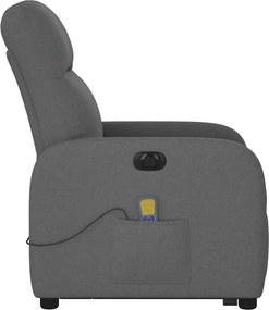 vidaXL Πολυθρόνα Μασάζ Ηλεκ. Ανακλινόμενη Ανύψωση Σκ. Γκρι Υφασμάτινη