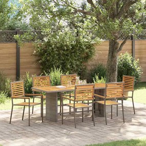 vidaXL Σέτ φαγητού για κήπο 7 pcs Γκρι 190 x 80 x 75 εκ.
