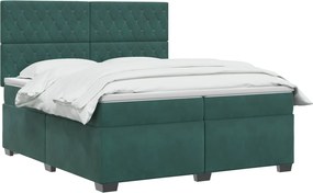 vidaXL Κρεβάτι box spring με στρώμα Σκούρο Πράσινο 200 x 200 cm