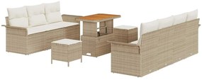 vidaXL Σετ Καναπέ Κήπου Ρυθμιζόμενο ύψος 10 pcs Μπεζ συνθετικό ρατάν