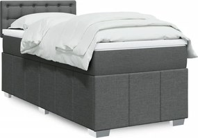 vidaXL Κρεβάτι Boxspring με Στρώμα Σκούρο Γκρι 90x190 εκ. Υφασμάτινο