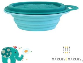 Marcus & Marcus Πτυσσόμενο Μπωλ Φαγητού Με Καπάκι 260ml Σιλικόνης Elephant Τιρκουάζ MNMBB02-EP