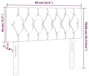 vidaXL Κεφαλάρι Κρεβατιού LED Σκούρο Μπλε 90x7x78/88 εκ. Βελούδινο