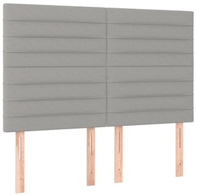 vidaXL Κρεβάτι Boxspring με Στρώμα &amp; LED Αν.Γκρι 140x200εκ. Υφασμάτινο