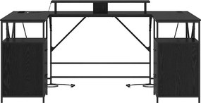 vidaXL Γραφείο Μαύρη Οξυά 182 x 101 x 87,5 εκ Επεξεργασμένο ξύλο