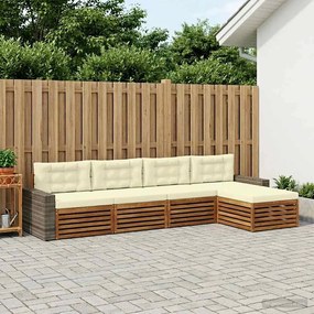 vidaXL Σειρά Καναπέ Εξωτερικού 5 pcs Φυσικό και Κρέμα Πολυεστέρας