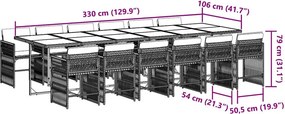 vidaXL Σετ Τραπεζαρίας Κήπου 13 τεμ. Καφέ από Συνθ. Ρατάν με Μαξιλάρια