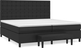 vidaXL Κρεβάτι Boxspring με Στρώμα Μαύρο 200x200 εκ. Συνθετικό Δέρμα
