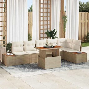 vidaXL Σέτ φαγητού για κήπο 7 pcs Μπεζ, Κρέμα 100 x 55 x 73 εκ