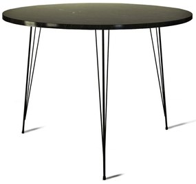 Τραπέζι Sandalf 801CMY2933 90x90x75cm Marble Effect Black Particle Board, Metal