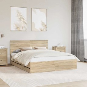 vidaXL Σκελετός Κρεβατιού Δρύς Sonoma 160 x 200 cm Μηχανήματος Ξύλο