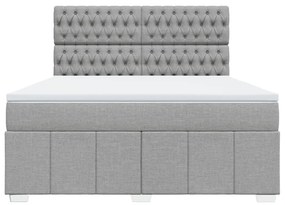 Κρεβάτι Boxspring με Στρώμα Ανοιχτό Γκρι 180x200 εκ. Υφασμάτινο - Γκρι