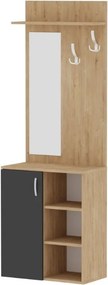 Έπιπλο εισόδου Norva Megapap χρώμα sapphire oak - ανθρακί 67,8x36,3x200,6εκ.