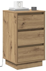 vidaXL κομοδίνο  με LED Ξύλο Artisan Oak 39x34.5x65 εκ. Επεξεργασμένο Ξύλο
