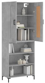 vidaXL Ντουλάπι Γκρι Σκυροδέματος 69,5x34x180 εκ. Επεξεργασμένο Ξύλο
