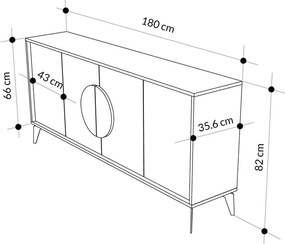 Μπουφές Gora pakoworld σε απόχρωση ανοιχτό καρυδί 180x35.6x82εκ (1 τεμάχια)