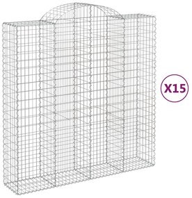 vidaXL Συρματοκιβώτια Τοξωτά 15 τεμ. 200x50x200/220 εκ. Γαλβαν. Ατσάλι