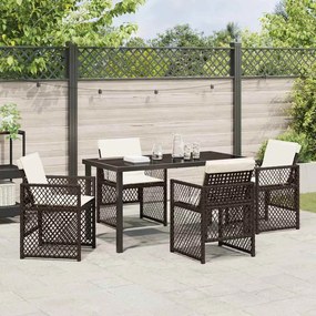 vidaXL Σέτ φαγητού για κήπο 5 pcs Καφέ συνθετικό ρατάν