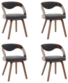 Καρέκλες Τραπεζαρίας 4 τεμ. Σκ. Γκρι από Λυγισμένο Ξύλο/Ύφασμα - Γκρι