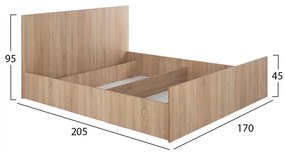 Κρεβάτι ADLER Διπλό Sonoma Oak 160x200 εκ. 170x205x95 εκ.