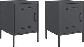 vidaXL Κομοδίνα 2 τεμ. Ανθρακί 36x39x50,5 εκ. από Χάλυβα