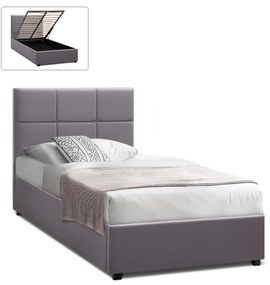 Κρεβάτι Kingston  βελούδινο με αποθηκευτικό χώρο χρώμα γκρι 100x200εκ. - 02