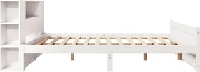 vidaXL Κρεβάτι Βιβλιοθήκη Χωρίς Στρώμα Λευκό 135x190 εκ Μασίφ Πεύκο