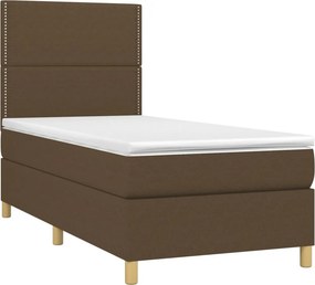vidaXL Κρεβάτι Boxspring με Στρώμα Σκούρο Καφέ 90x190 εκ. Υφασμάτινο