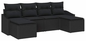 vidaXL Σέτ φαγητού για κήπο 6 pcs Μαύρο Πολυ rattan, βαμμένο ατσάλι