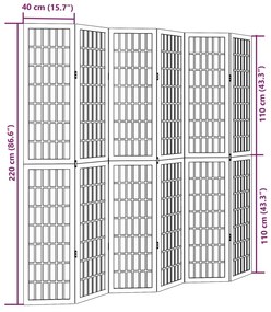 Διαχωριστικό Χώρου με 6 Πάνελ Λευκό από Μασίφ Ξύλο Παυλώνιας - Λευκό