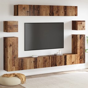 vidaXL Σετ επίπλου τηλεόρασης με ράφι 8 pcs Παλιό ξύλο