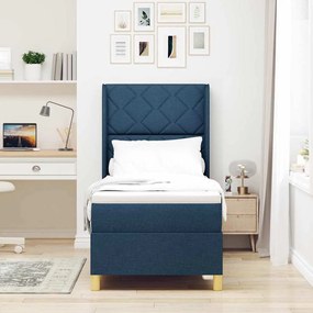 vidaXL Κρεβάτι με ελατήρια με στρώμα Μπλε 80 x 200 cm ύφασμα