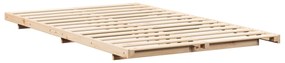 vidaXL Κρεβάτι δαπέδου Καφέ 140 x 190 cm Μασίφ ξύλο πεύκου