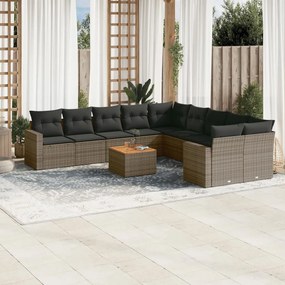 vidaXL Patio Sofa Set 10-θέσια Grey and Dark Grey