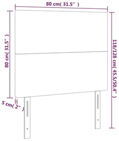 Κεφαλάρι Κρεβατιού LED Ανοιχτό Γκρι 80x5x118/128 εκ. Υφασμάτινο 3122118