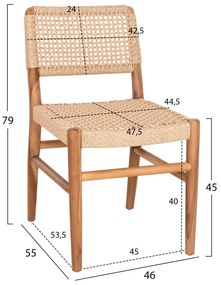 ΚΑΡΕΚΛΑ ROSCO  ΞΥΛΟ ΤΕΑΚ ΦΥΣΙΚΟ-ΣΧΟΙΝΙ VIRO ΜΠΕΖ 46x55x79Υεκ.