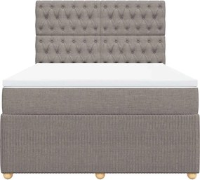 vidaXL Κρεβάτι Boxspring με Στρώμα Taupe 140x190 εκ. Υφασμάτινο