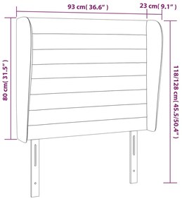 Κεφαλάρι με Πτερύγια Σκούρο Γκρι 93 x 23 x 118/128εκ.Βελούδινο 3118133