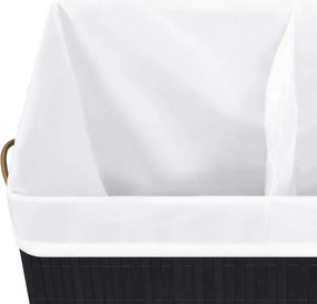vidaXL Καλάθι Άπλυτων με 2 Τμήματα Μαύρο 100 Λίτρα από Μπαμπού